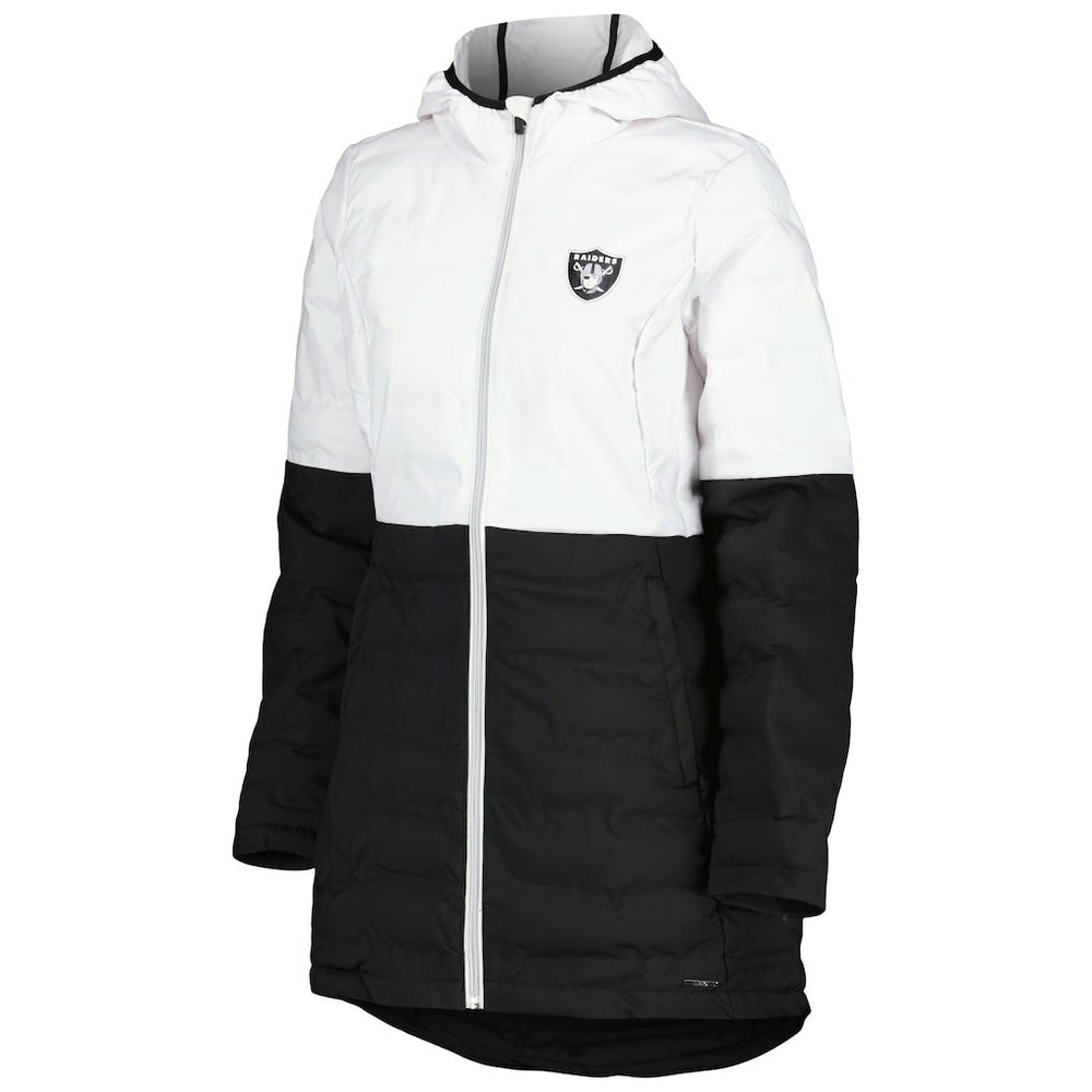 Las Vegas Raiders MSX by Michael Strahan Women's Willow Quilted Hoodie Full-Zip Jacket - White/Black cheap