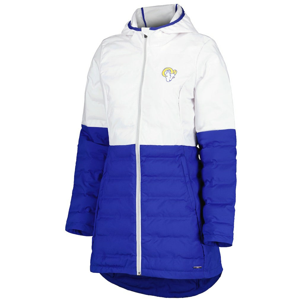 Los Angeles Rams MSX by Michael Strahan Women's Willow Quilted Hoodie Full-Zip Jacket - White/Royal sale