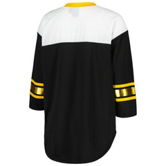 Pittsburgh Steelers G-III 4Her by Carl Banks Women's Double Team 3/4-Sleeve Lace-Up T-Shirt - Black/White on sale