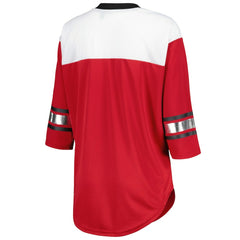 Arizona Cardinals G-III 4Her by Carl Banks Women's Double Team 3/4-Sleeve Lace-Up T-Shirt - Cardinal/White on sale