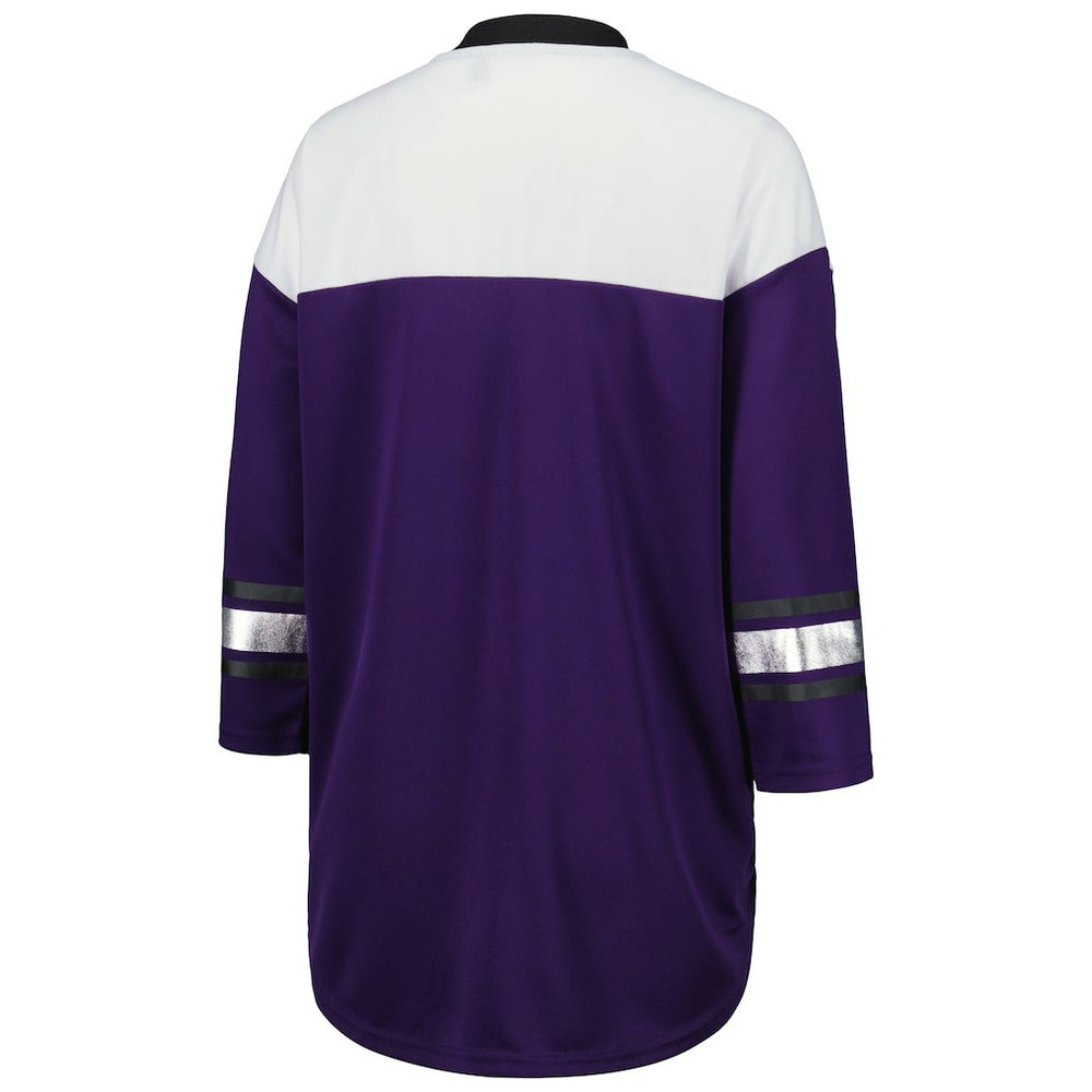 Baltimore Ravens G-III 4Her by Carl Banks Women's Double Team 3/4-Sleeve Lace-Up T-Shirt - Purple/White online