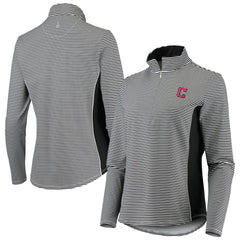 Cleveland Guardians Tommy Bahama Women's Aubrey Stripe Block IslandZone Half-Zip Jacket - Black