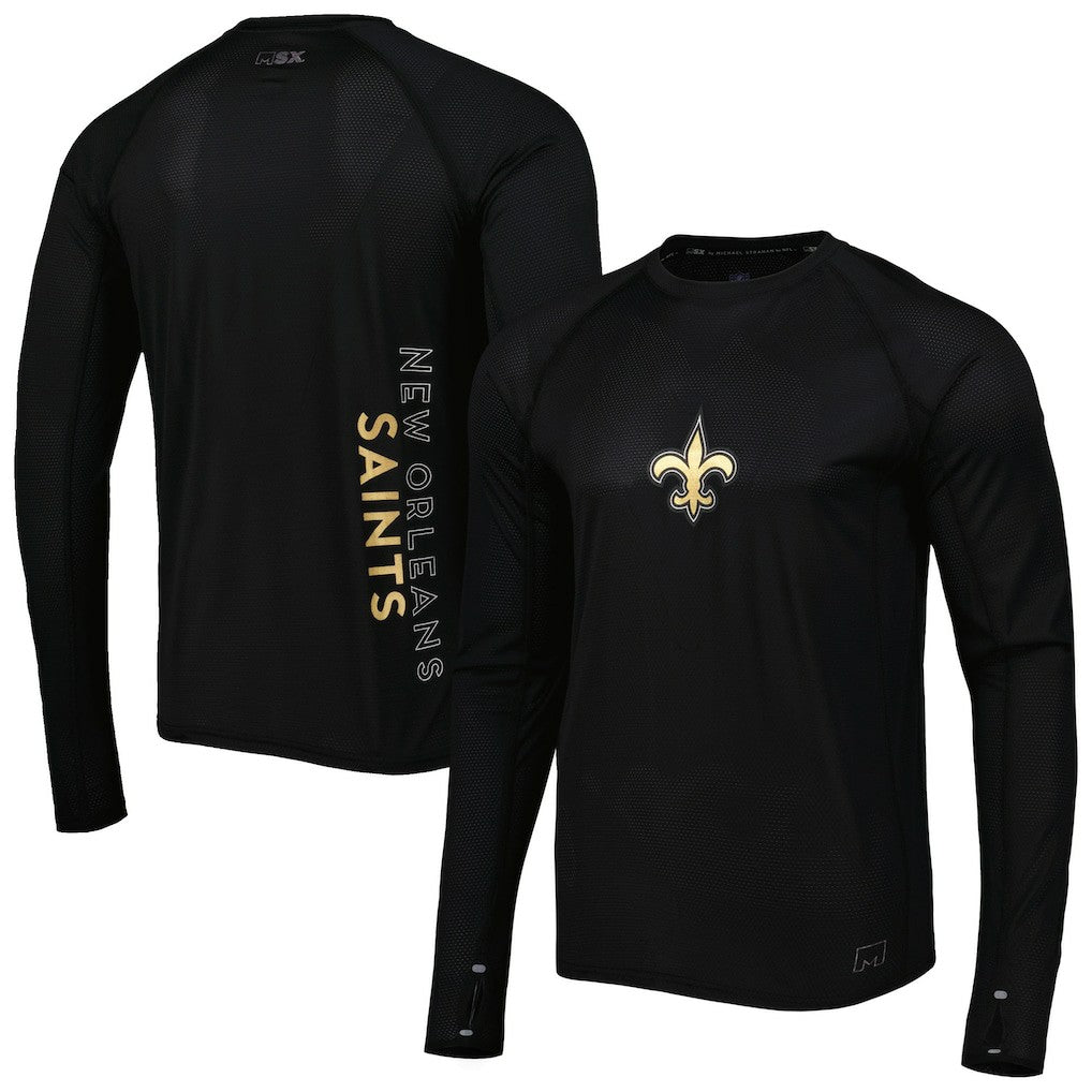 New Orleans Saints MSX by Michael Strahan Interval Long Sleeve Raglan T-Shirt - Black for sale