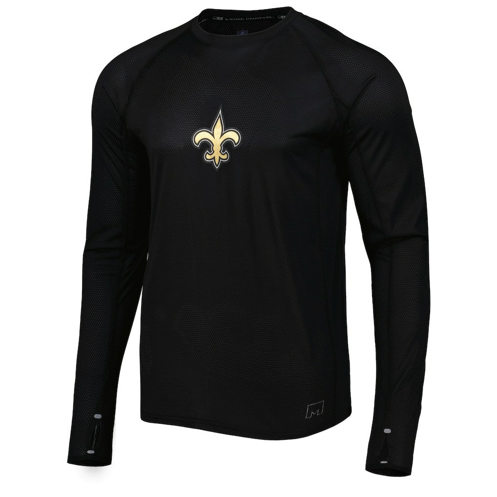 New Orleans Saints MSX by Michael Strahan Interval Long Sleeve Raglan T-Shirt - Black for sale