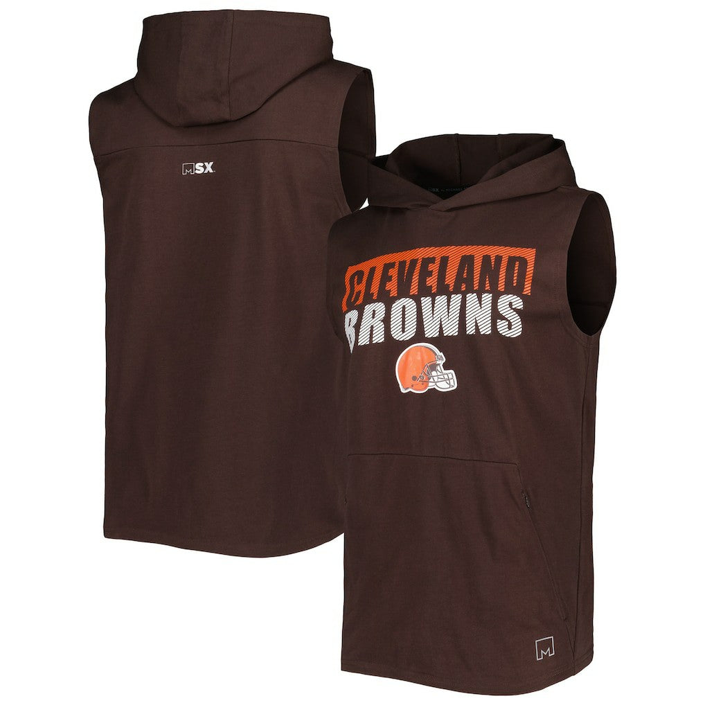 Cleveland Browns MSX by Michael Strahan Relay Sleeveless Pullover Hoodie - Brown online