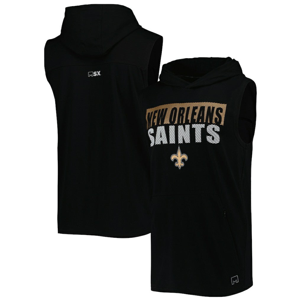 New Orleans Saints MSX by Michael Strahan Relay Sleeveless Pullover Hoodie - Black for sale