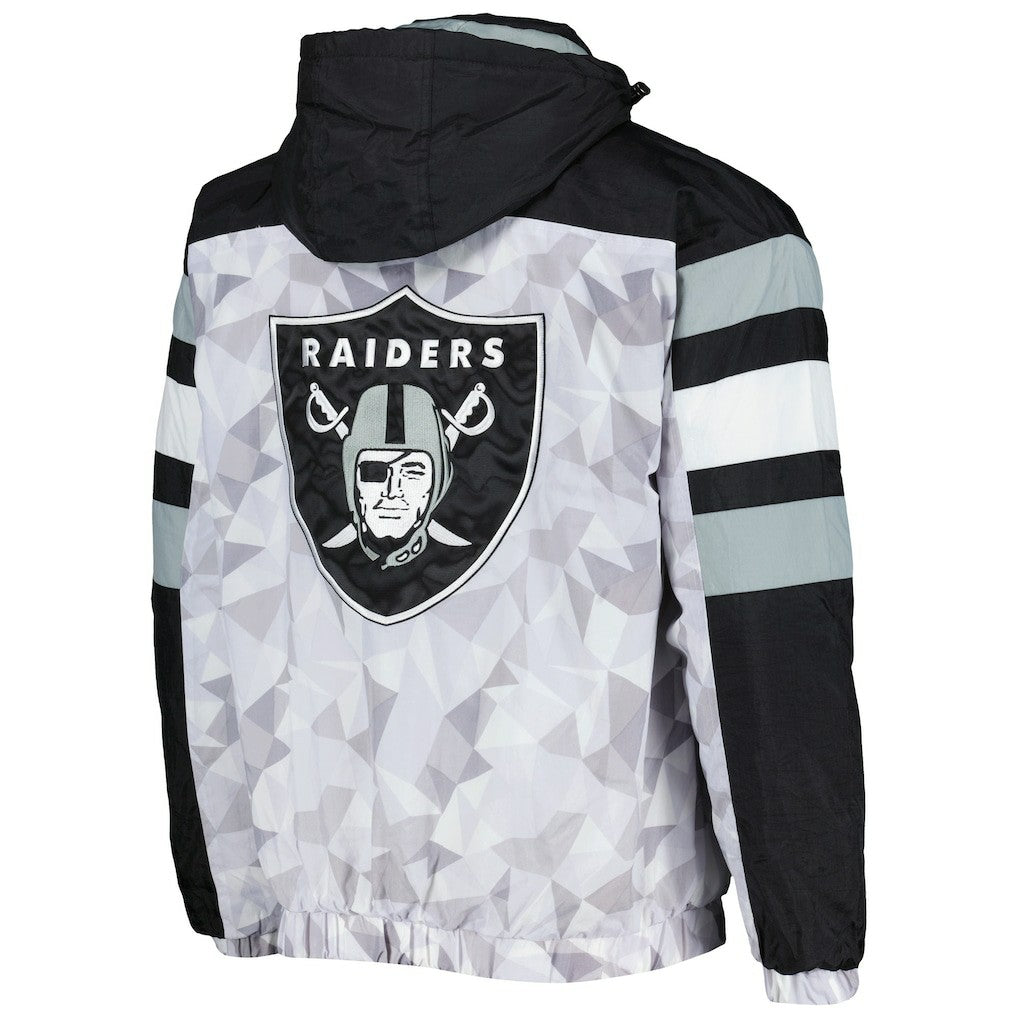Las Vegas Raiders Starter Thursday Night Gridiron Raglan Half-Zip Hooded Jacket - White/Black for sale