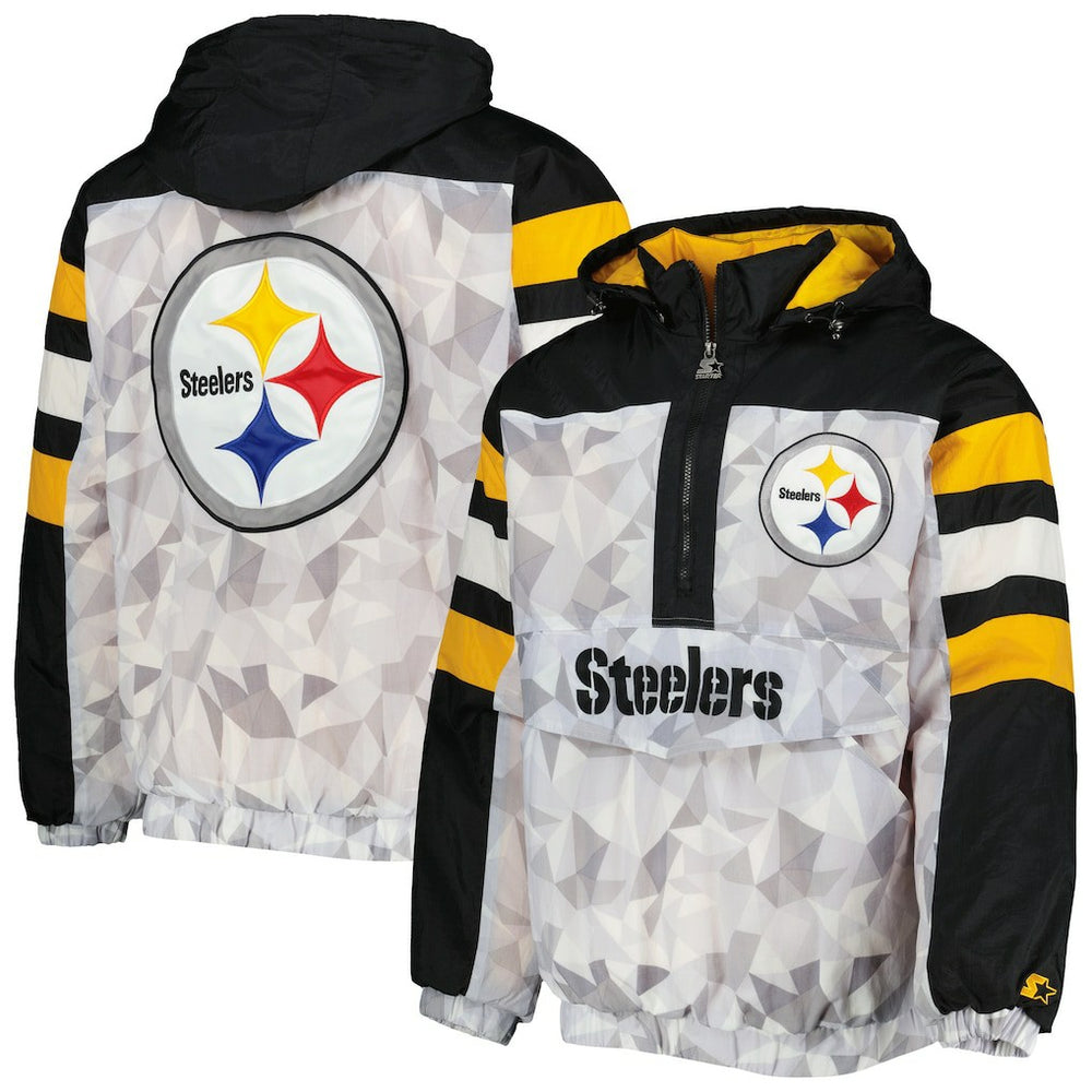Pittsburgh Steelers Starter Thursday Night Gridiron Raglan Half-Zip Hooded Jacket - White/Black online