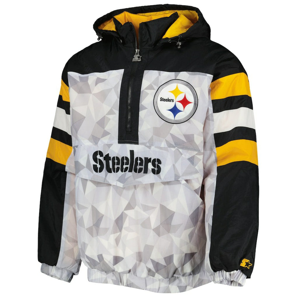 Pittsburgh Steelers Starter Thursday Night Gridiron Raglan Half-Zip Hooded Jacket - White/Black online