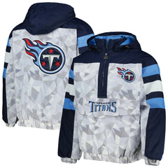 Tennessee Titans Starter Thursday Night Gridiron Raglan Half-Zip Hooded Jacket - White/Navy online