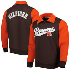 Cleveland Browns Tommy Hilfiger Aiden Quarter-Zip Sweatshirt - Brown/Orange sale