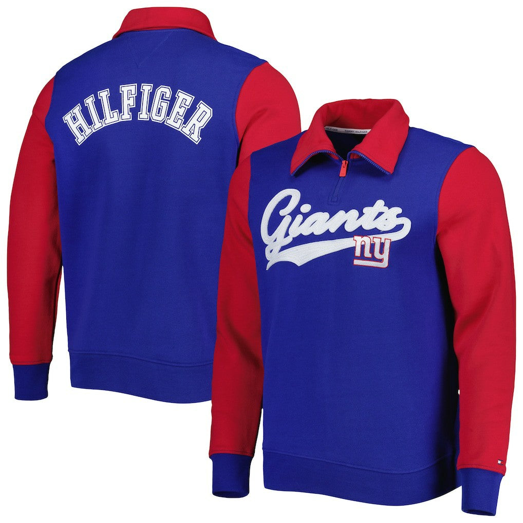 New York Giants Tommy Hilfiger Aiden Quarter-Zip Sweatshirt - Royal/Red for sale