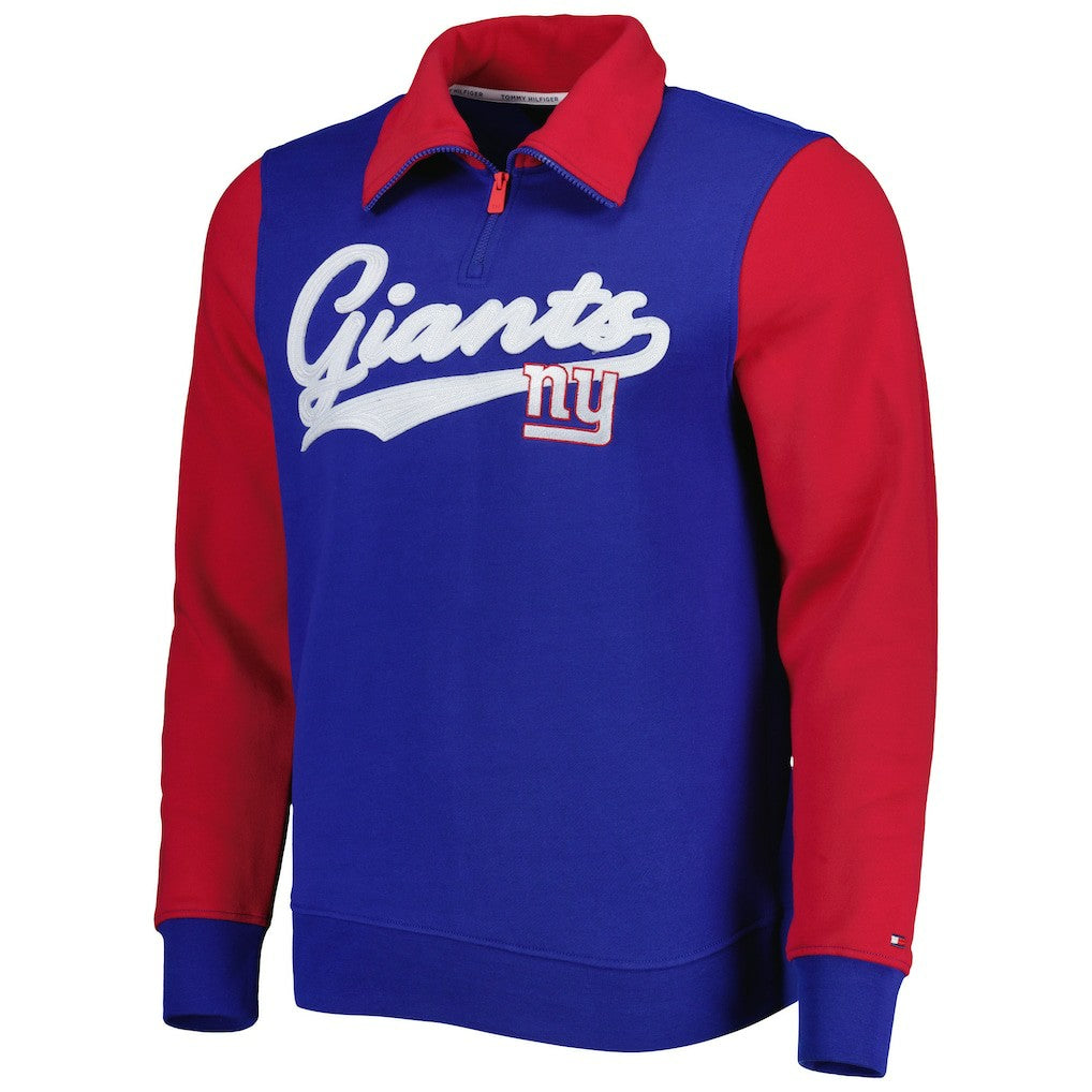 New York Giants Tommy Hilfiger Aiden Quarter-Zip Sweatshirt - Royal/Red for sale