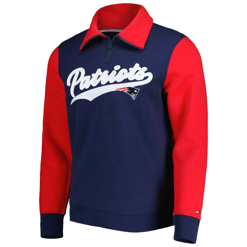 New England Patriots Tommy Hilfiger Aiden Quarter-Zip Sweatshirt - Navy/Red sale