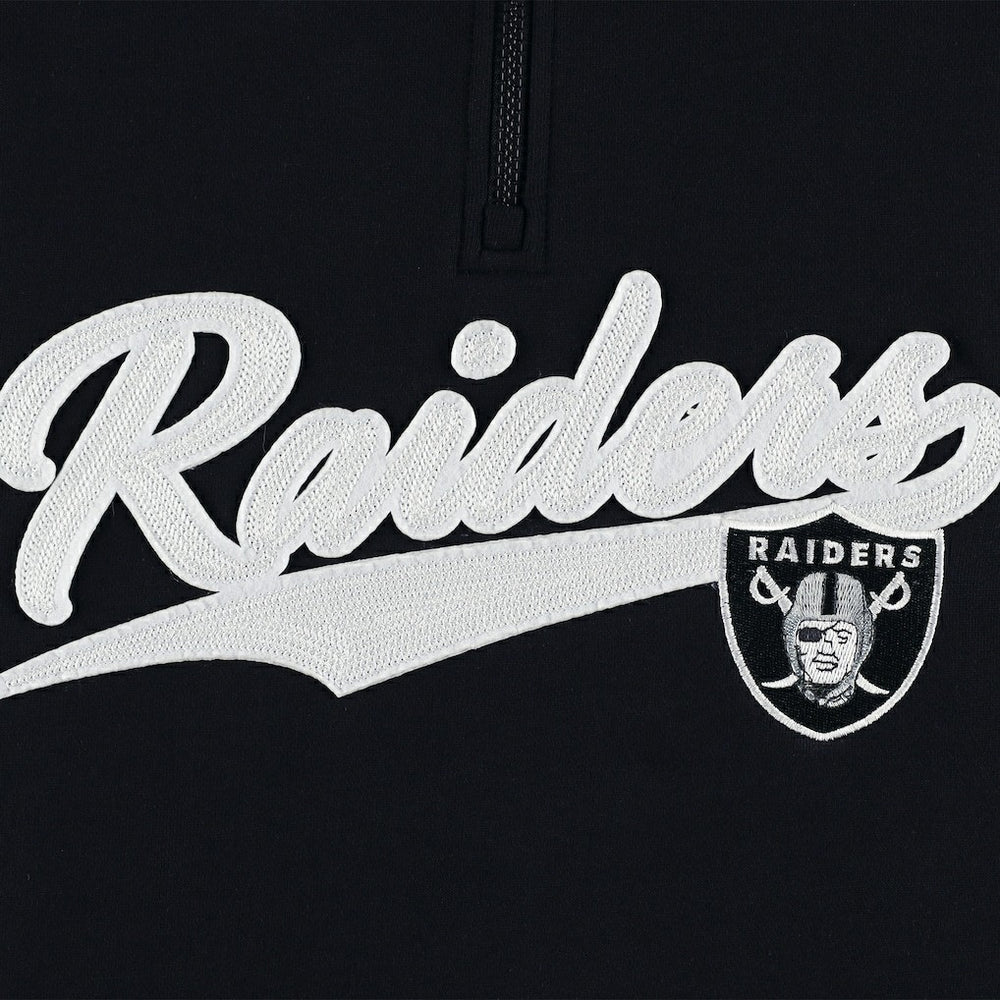 Las Vegas Raiders Tommy Hilfiger Aiden Quarter-Zip Sweatshirt - Black/Silver on sale