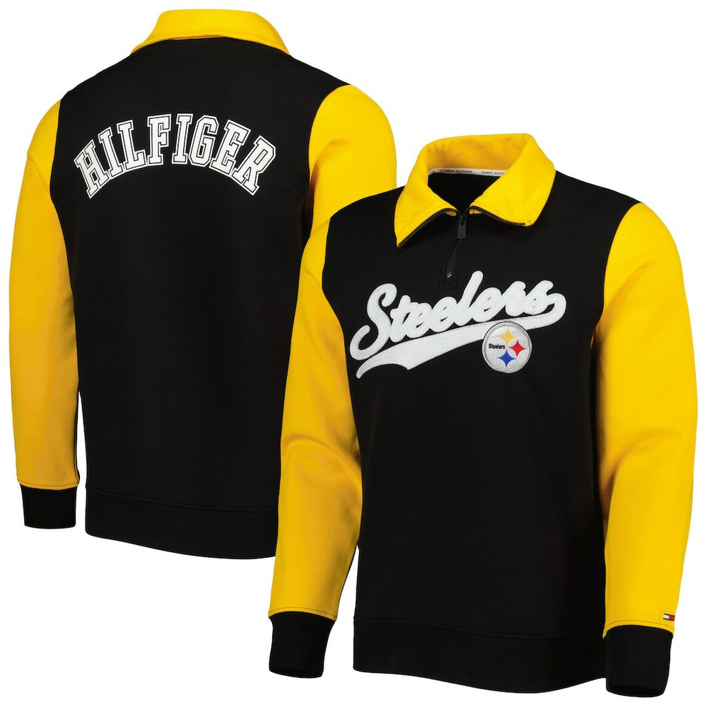 Pittsburgh Steelers Tommy Hilfiger Aiden Quarter-Zip Sweatshirt - Black/Gold for sale