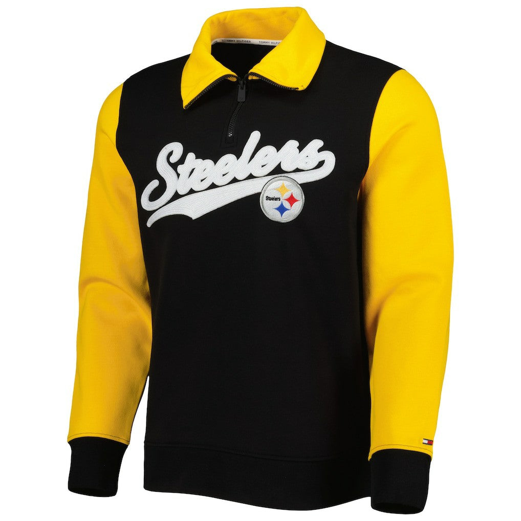 Pittsburgh Steelers Tommy Hilfiger Aiden Quarter-Zip Sweatshirt - Black/Gold for sale