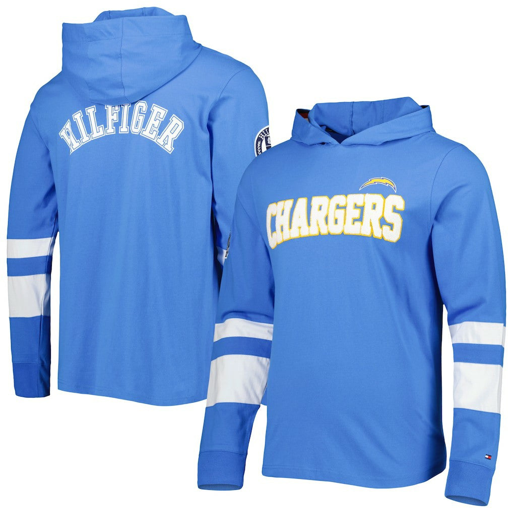 Los Angeles Chargers Tommy Hilfiger Alex Long Sleeve Hoodie T-Shirt - Powder Blue/White cheap