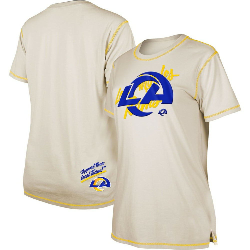 Los Angeles Rams New Era Women's Split T-Shirt - Cream cheap