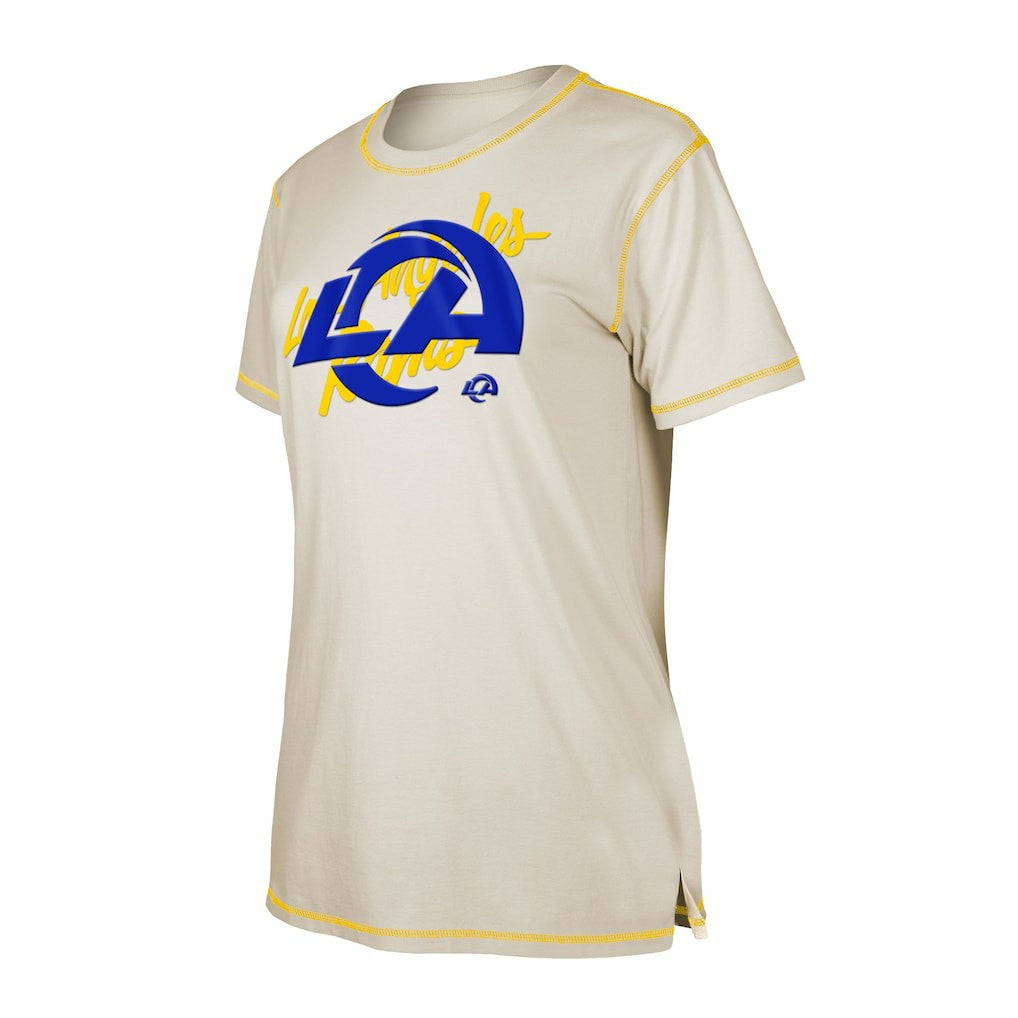 Los Angeles Rams New Era Women's Split T-Shirt - Cream cheap