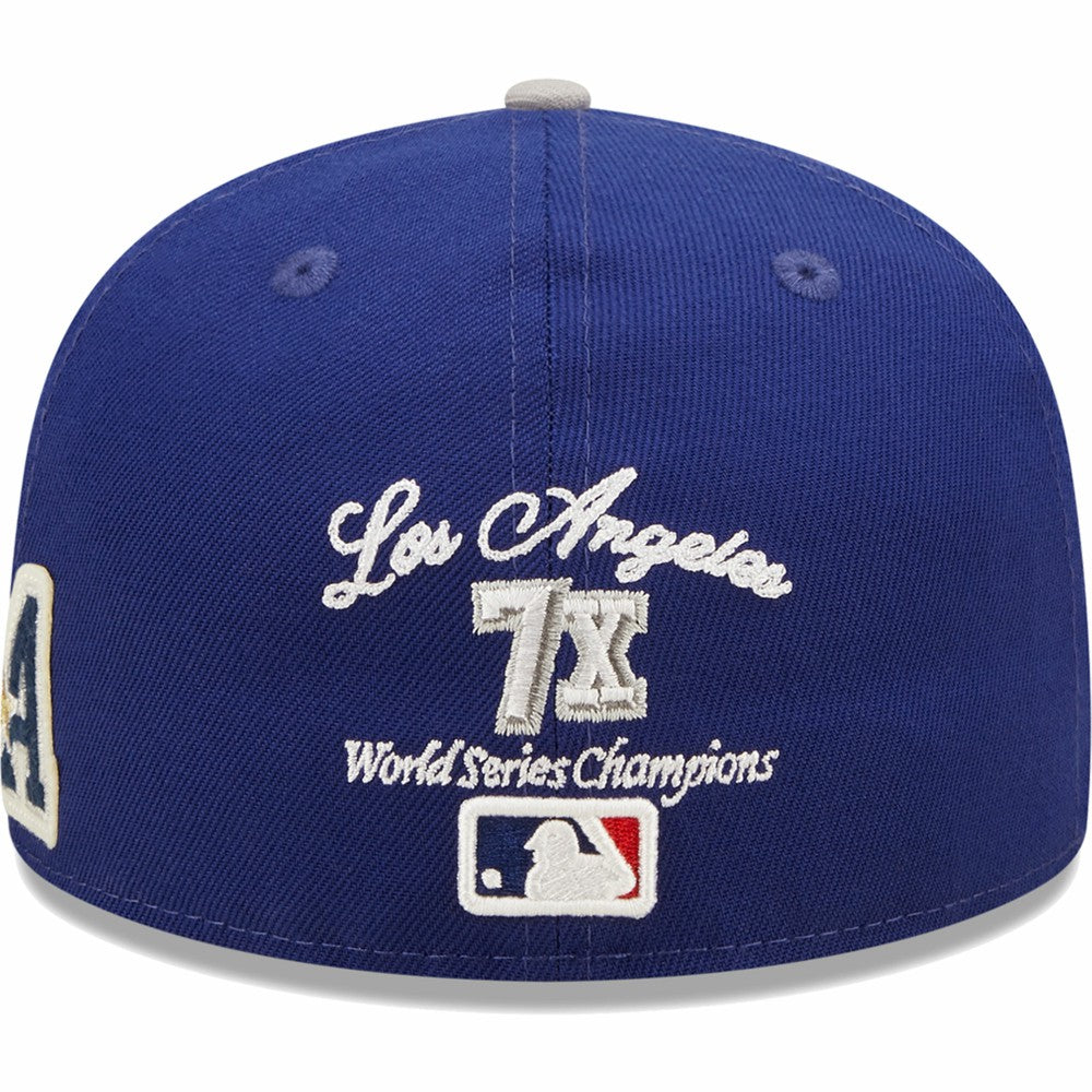 Los Angeles Dodgers 2020 World Series Champions  Letterman 59FIFTY Fitted Hat - Royal/Gray | New Era