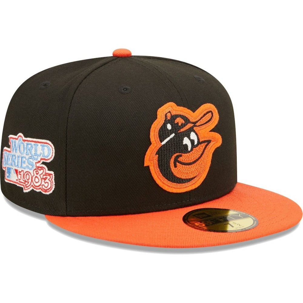 Baltimore Orioles 1983 World Series Champions  Letterman 59FIFTY Fitted Hat - Black/Orange | New Era