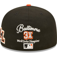 Baltimore Orioles 1983 World Series Champions  Letterman 59FIFTY Fitted Hat - Black/Orange | New Era