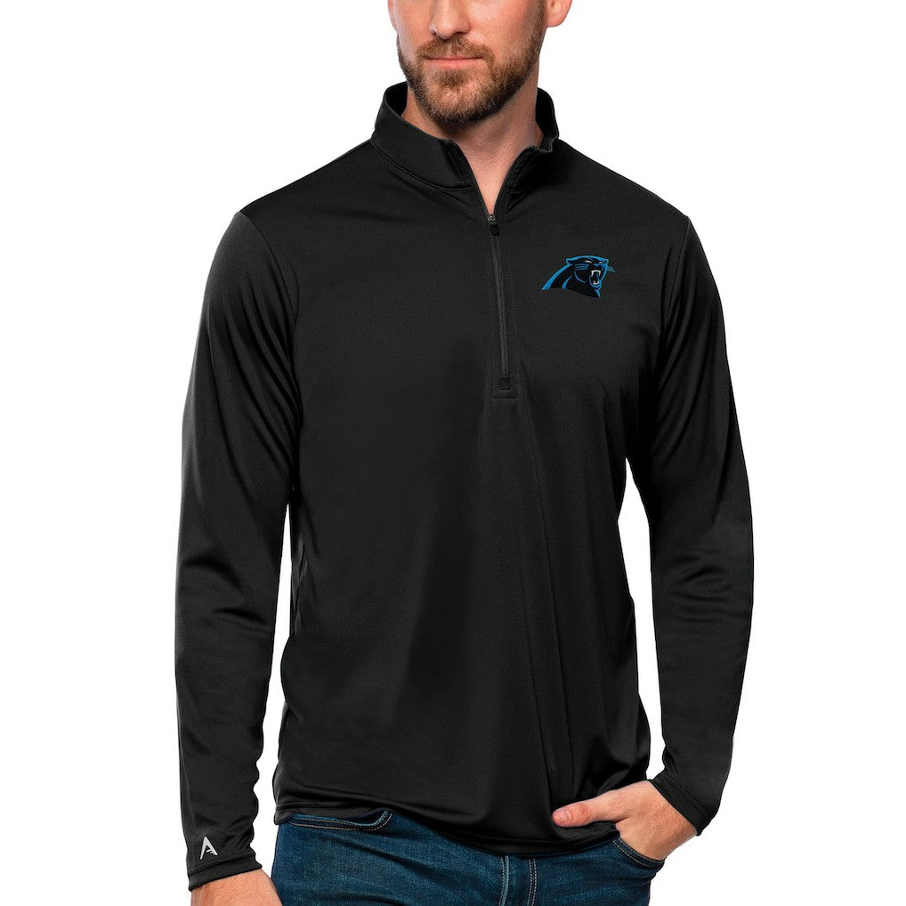 Carolina Panthers Antigua Tribute Quarter-Zip Lightweight Pullover Top - Black discount