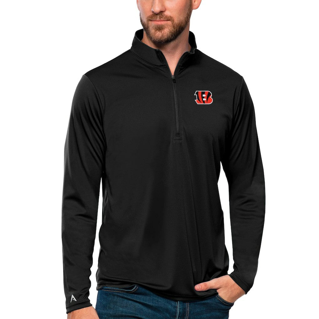 Cincinnati Bengals Antigua Tribute Quarter-Zip Lightweight Pullover Top - Black sale