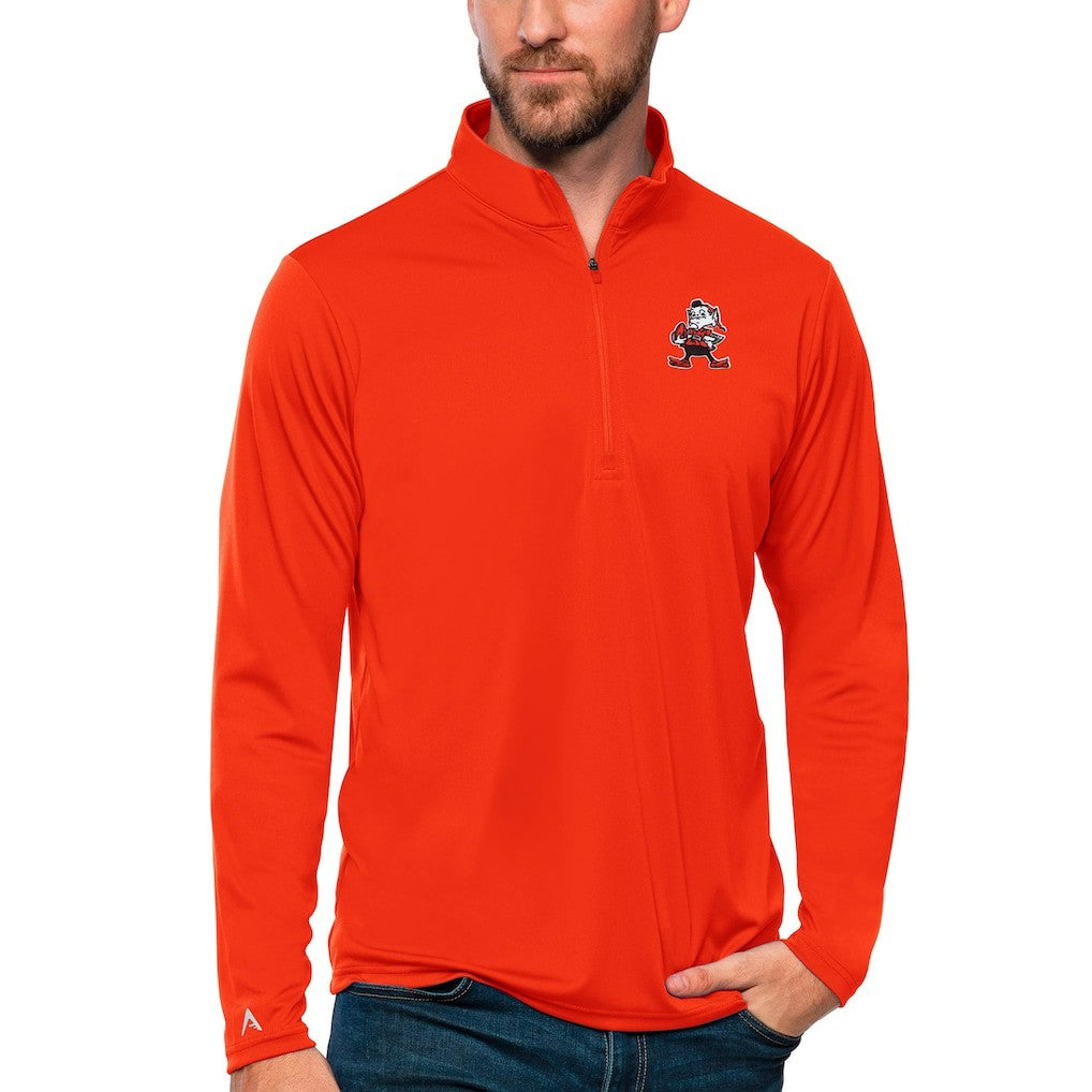 Cleveland Browns Antigua Tribute Quarter-Zip Lightweight Pullover Top - Orange cheap