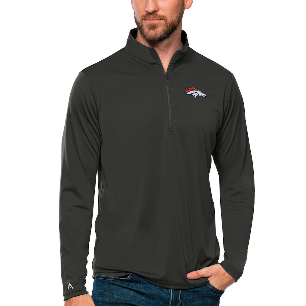 Denver Broncos Antigua Tribute Quarter-Zip Lightweight Pullover Top - Charcoal outlet