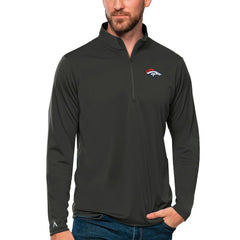 Denver Broncos Antigua Tribute Quarter-Zip Lightweight Pullover Top - Charcoal outlet