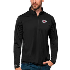 Kansas City Chiefs Antigua Tribute Quarter-Zip Lightweight Pullover Top - Black on sale