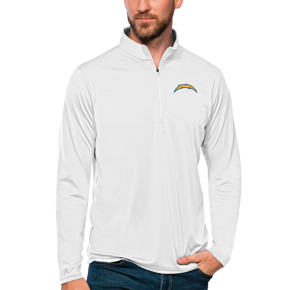 Los Angeles Chargers Antigua Tribute Quarter-Zip Lightweight Pullover Top - White on sale