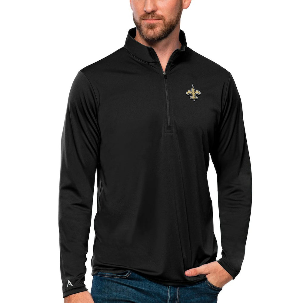 New Orleans Saints Antigua Tribute Quarter-Zip Lightweight Pullover Top - Black cheap