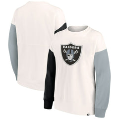 Las Vegas Raiders Women's Colorblock Primary Logo Pullover Sweatshirt - White on sale