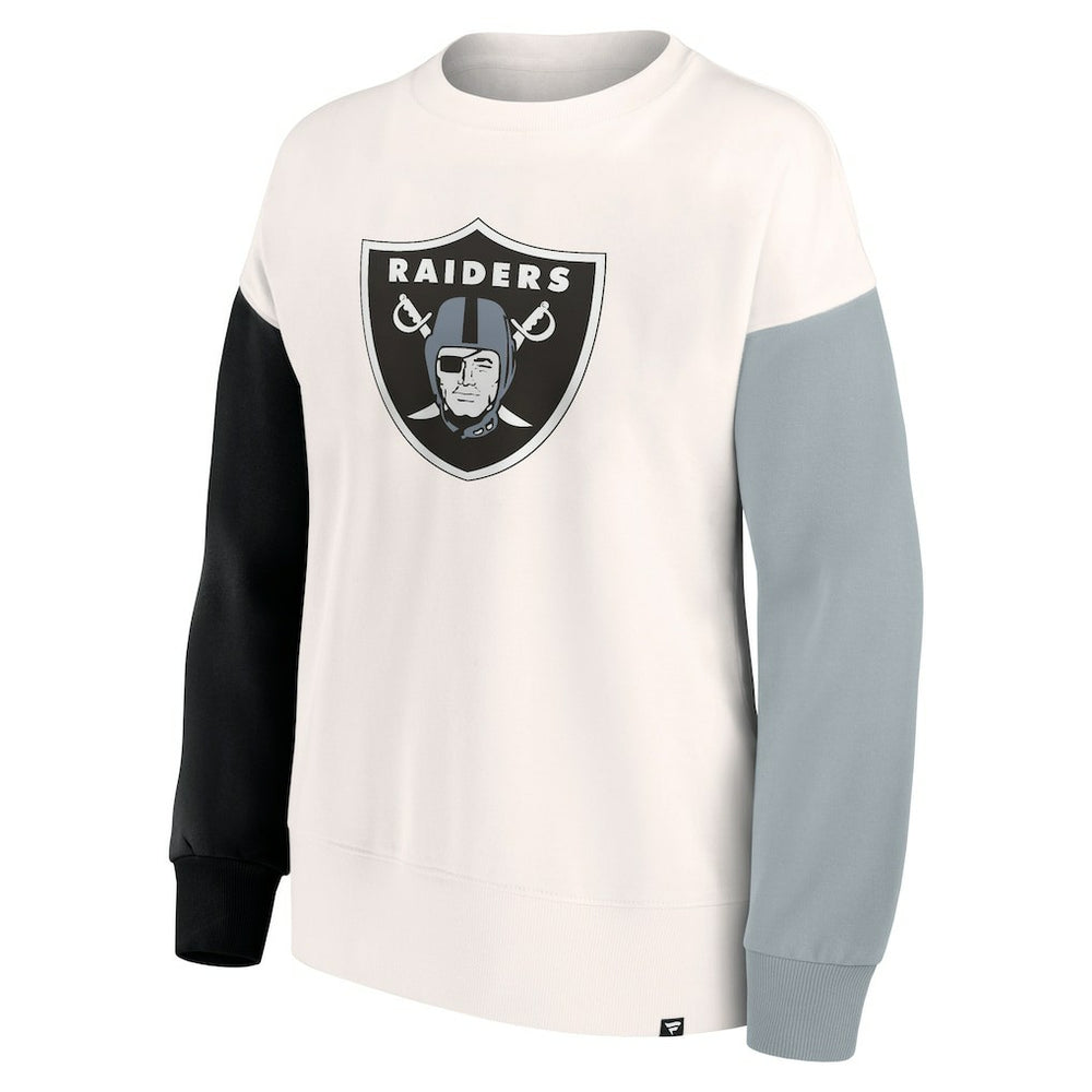 Las Vegas Raiders Women's Colorblock Primary Logo Pullover Sweatshirt - White on sale