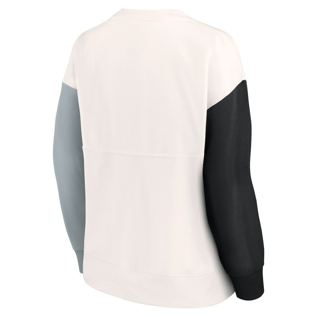 Las Vegas Raiders Women's Colorblock Primary Logo Pullover Sweatshirt - White on sale