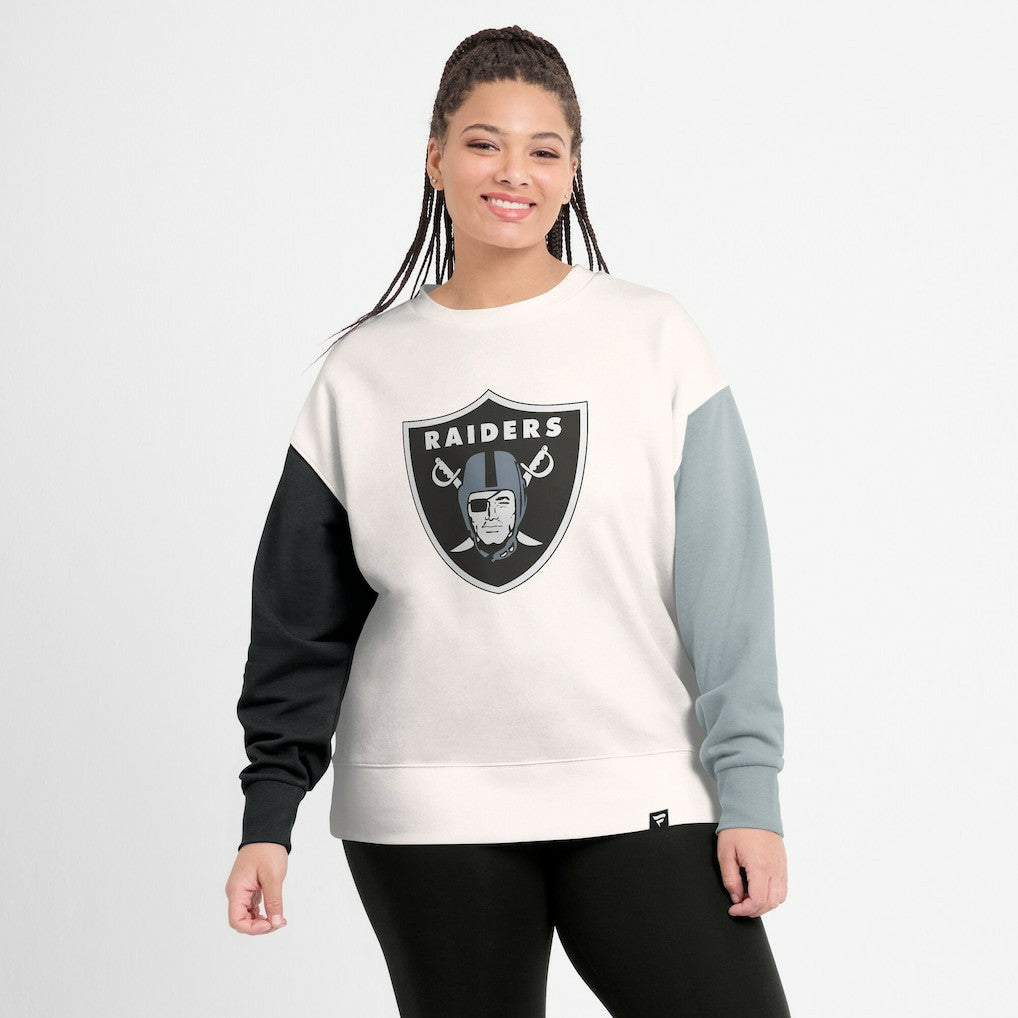 Las Vegas Raiders Women's Colorblock Primary Logo Pullover Sweatshirt - White on sale