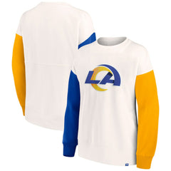 Los Angeles Rams Women's Colorblock Primary Logo Pullover Sweatshirt - White sale