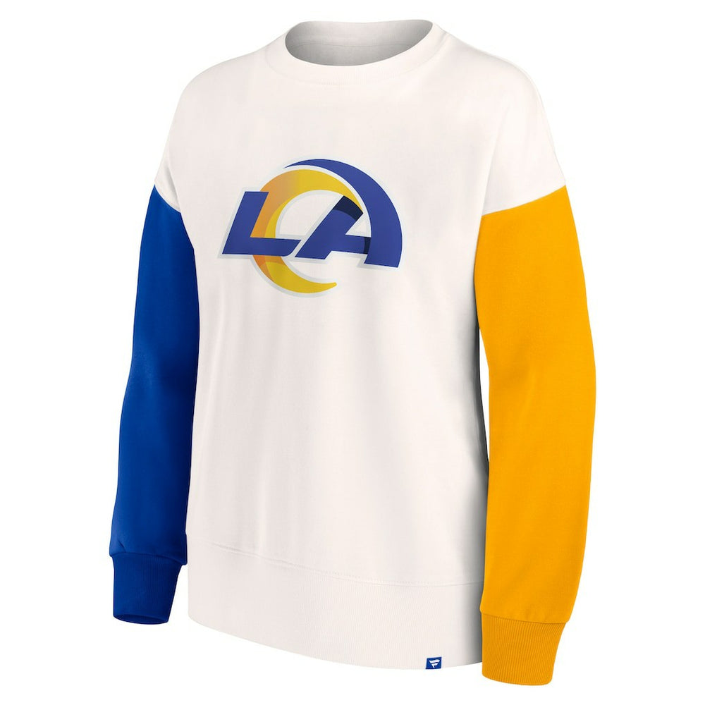 Los Angeles Rams Women's Colorblock Primary Logo Pullover Sweatshirt - White sale