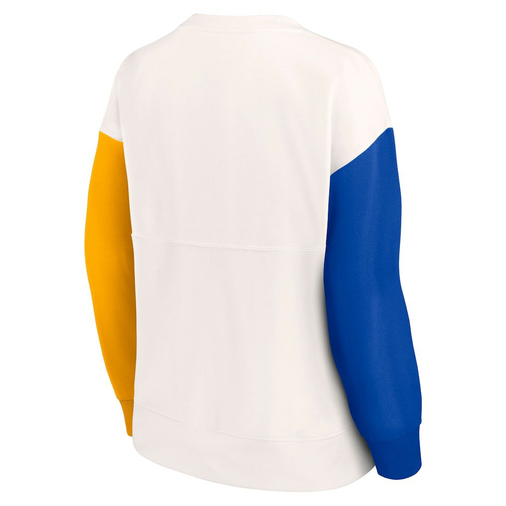 Los Angeles Rams Women's Colorblock Primary Logo Pullover Sweatshirt - White sale