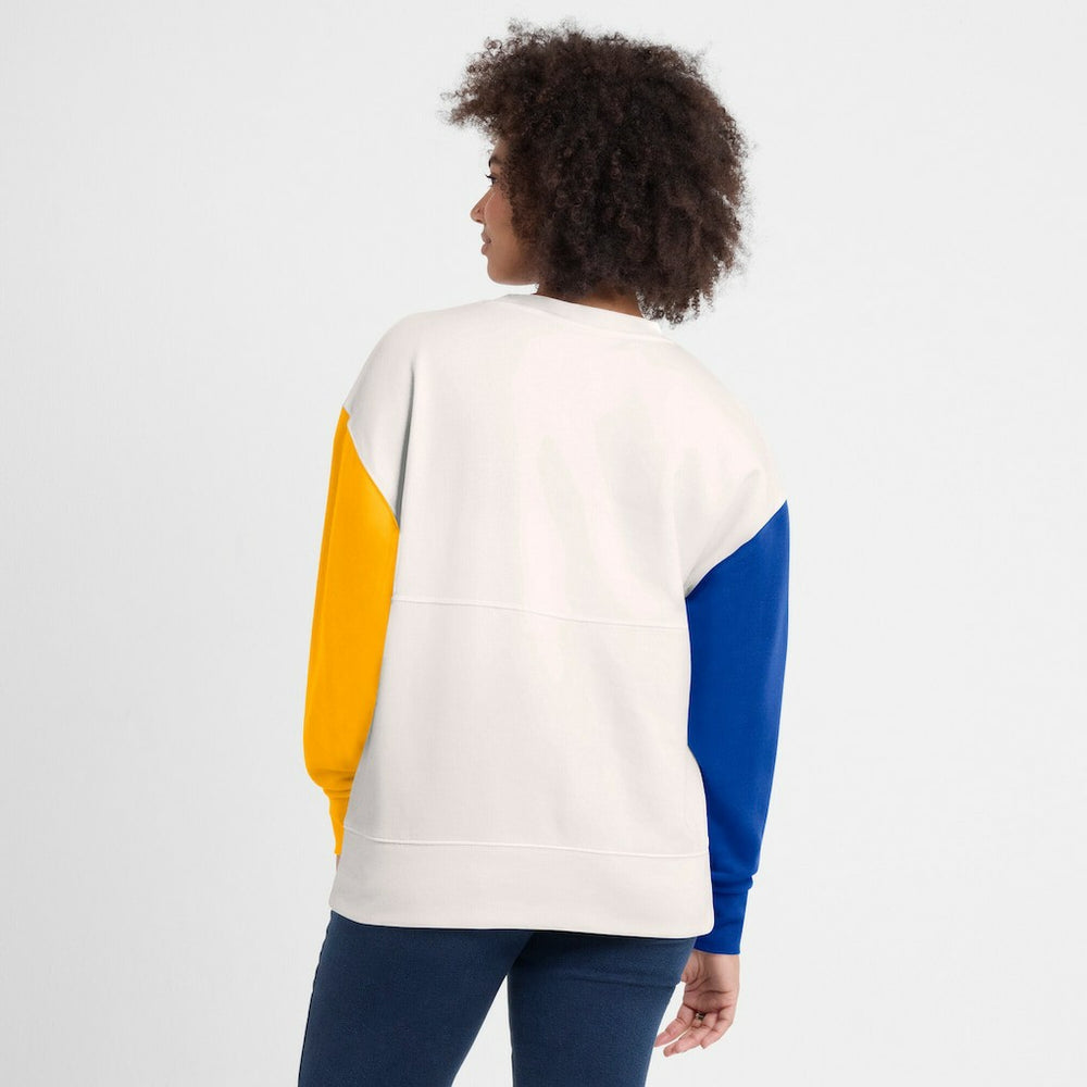 Los Angeles Rams Women's Colorblock Primary Logo Pullover Sweatshirt - White sale