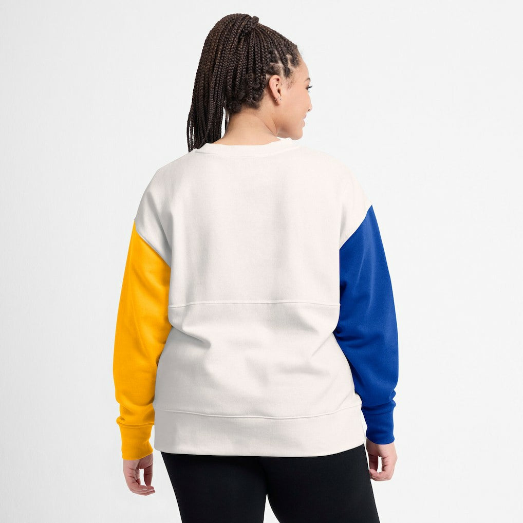 Los Angeles Rams Women's Colorblock Primary Logo Pullover Sweatshirt - White sale