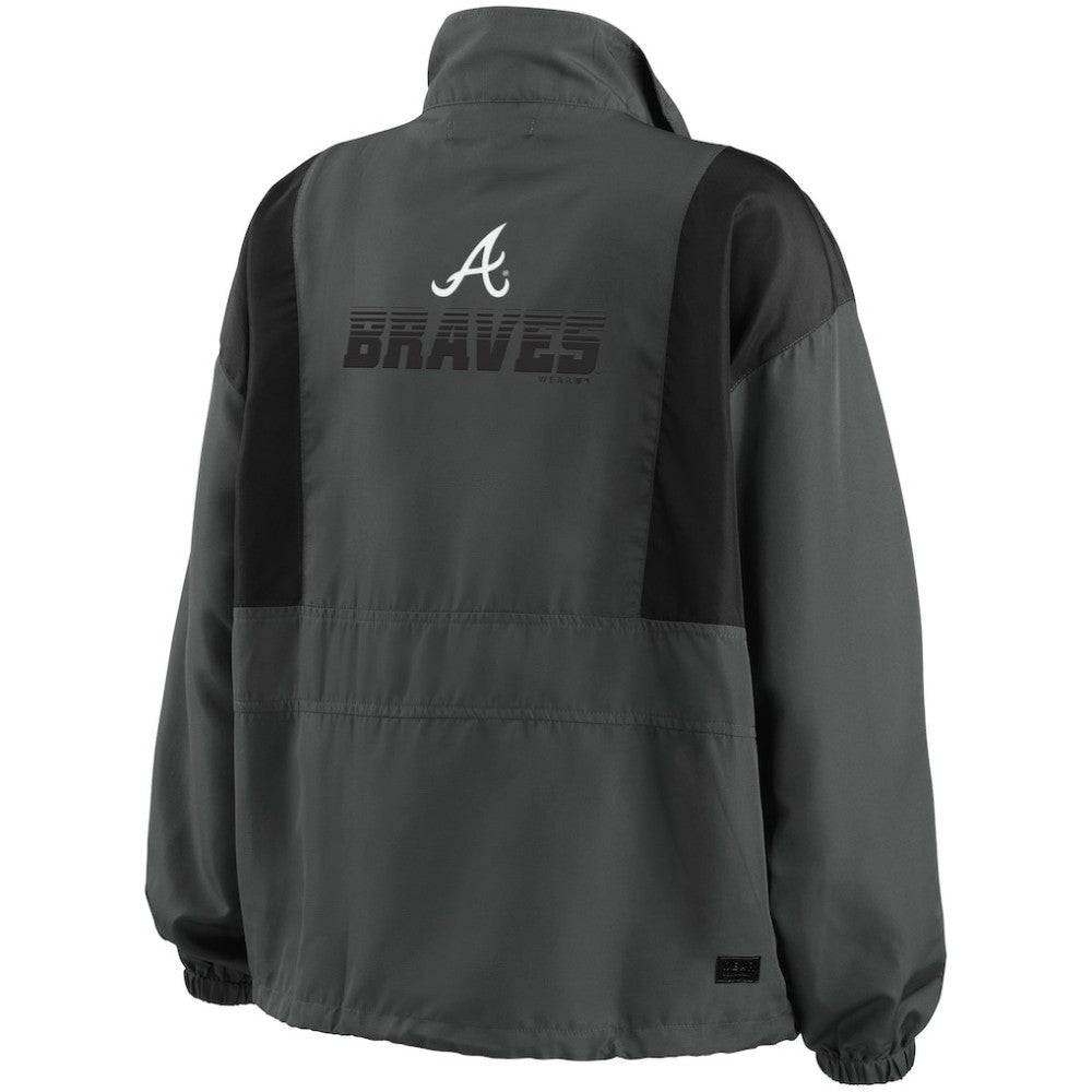 Atlanta Braves WEAR by Erin Andrews Women's Packable Half-Zip Jacket - Charcoal