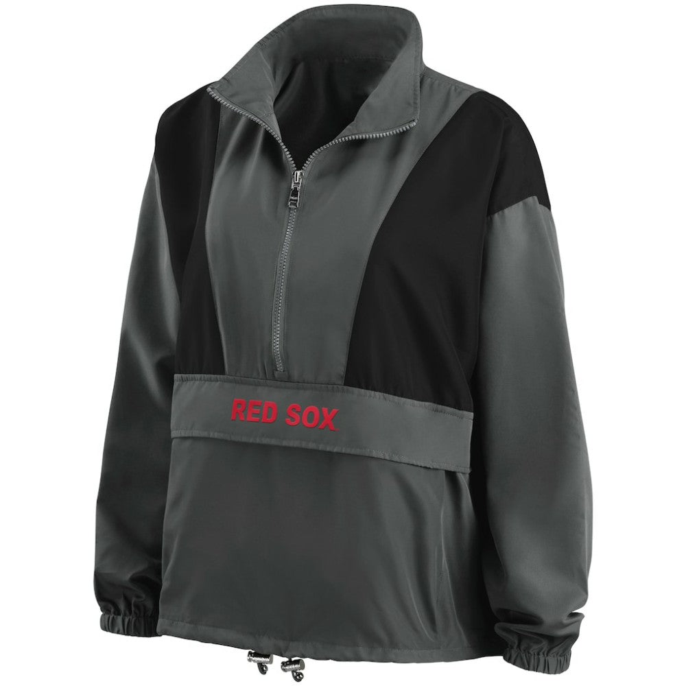 Boston Red Sox WEAR by Erin Andrews Women's Packable Half-Zip Jacket - Charcoal