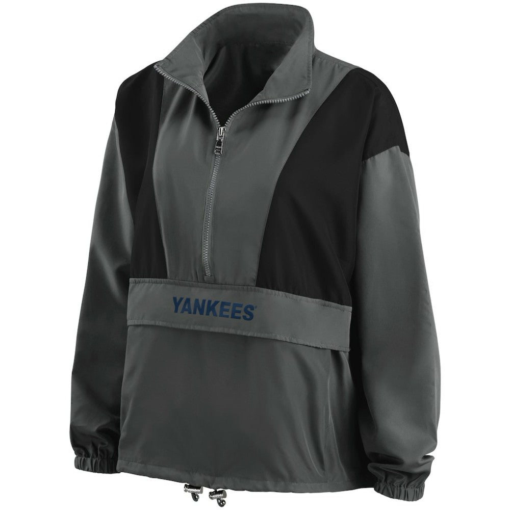 New York Yankees WEAR by Erin Andrews Women's Packable Half-Zip Jacket - Charcoal