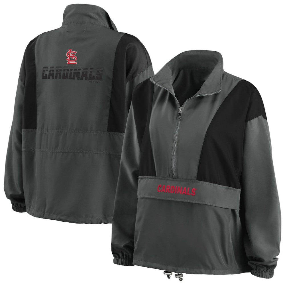 St. Louis Cardinals WEAR by Erin Andrews Women's Packable Half-Zip Jacket - Charcoal