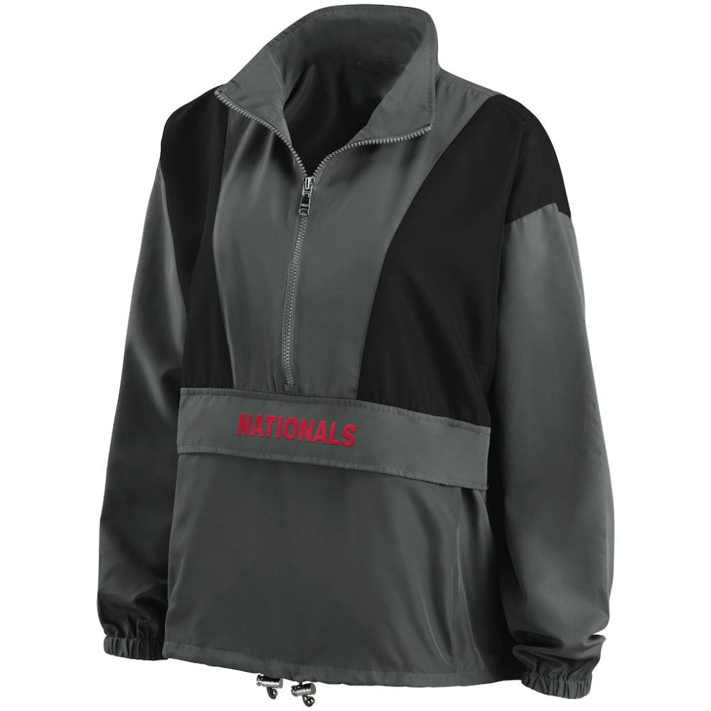 Washington Nationals WEAR by Erin Andrews Women's Packable Half-Zip Jacket - Charcoal