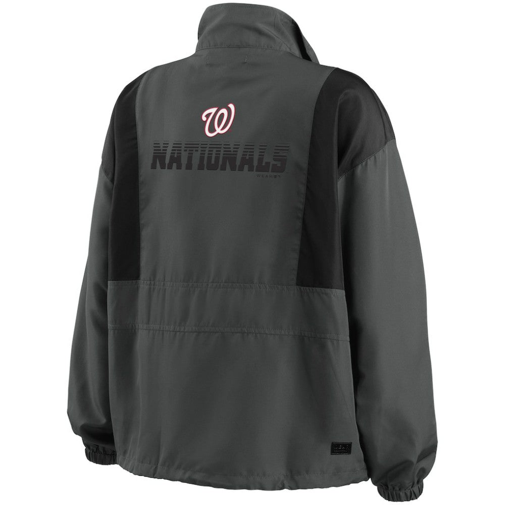 Washington Nationals WEAR by Erin Andrews Women's Packable Half-Zip Jacket - Charcoal